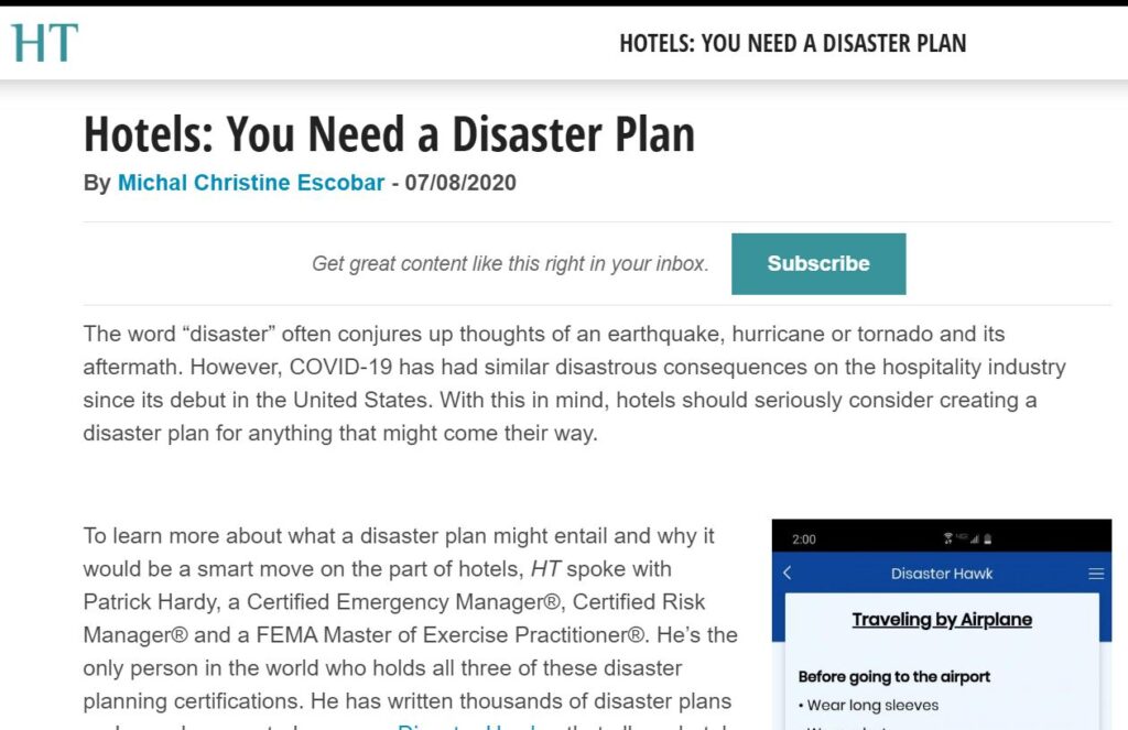 Hotels: You Need a Disaster Plan